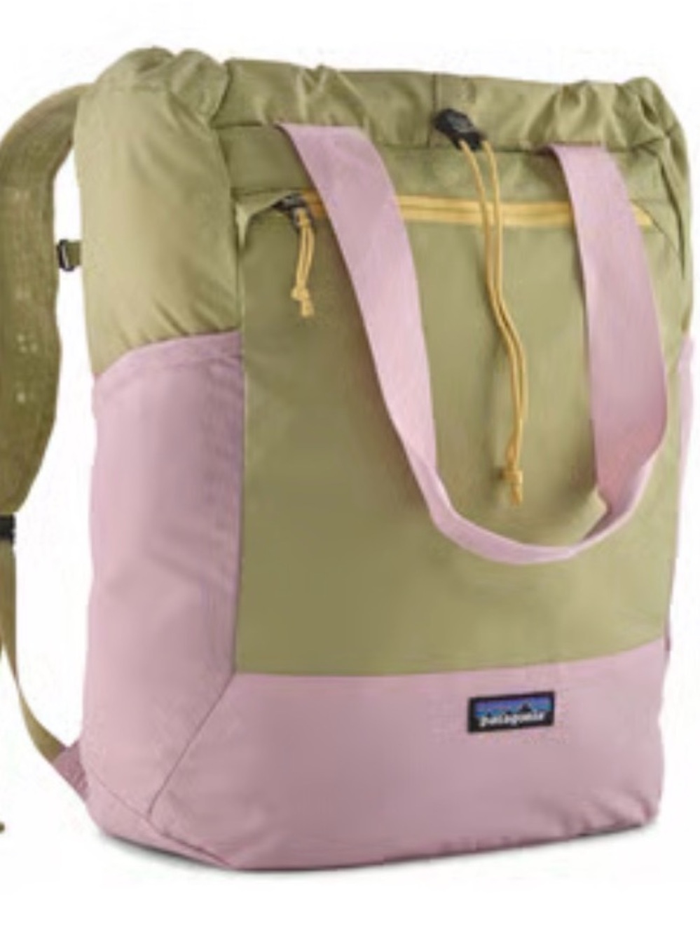 Patagonia Olive Green & Light Pink Convertible Tote Backpack